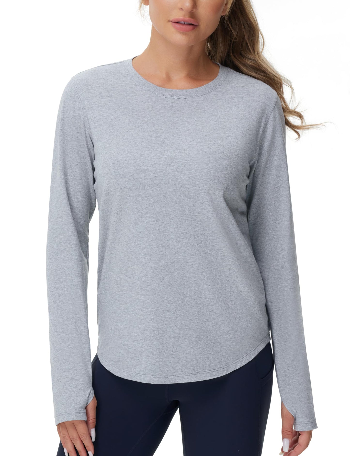 THE GYM PEOPLE Women's Long Sleeve Workout Shirts Athletic Crewneck Hiking Tops with Thumb Hole