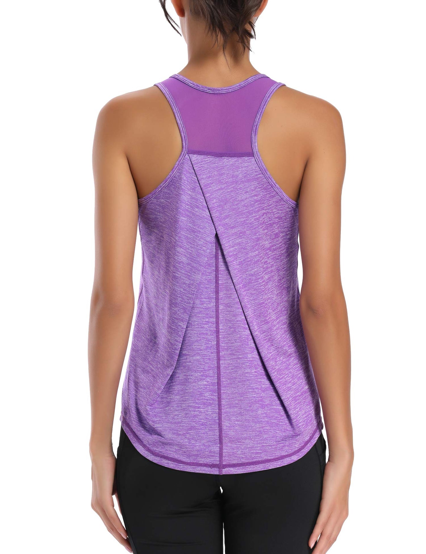 Aeuui Womens Workout Tops for Women Racerback Tank Tops Mesh Yoga Shirts Athletic Running Tank Tops Sleeveless Gym Clothes