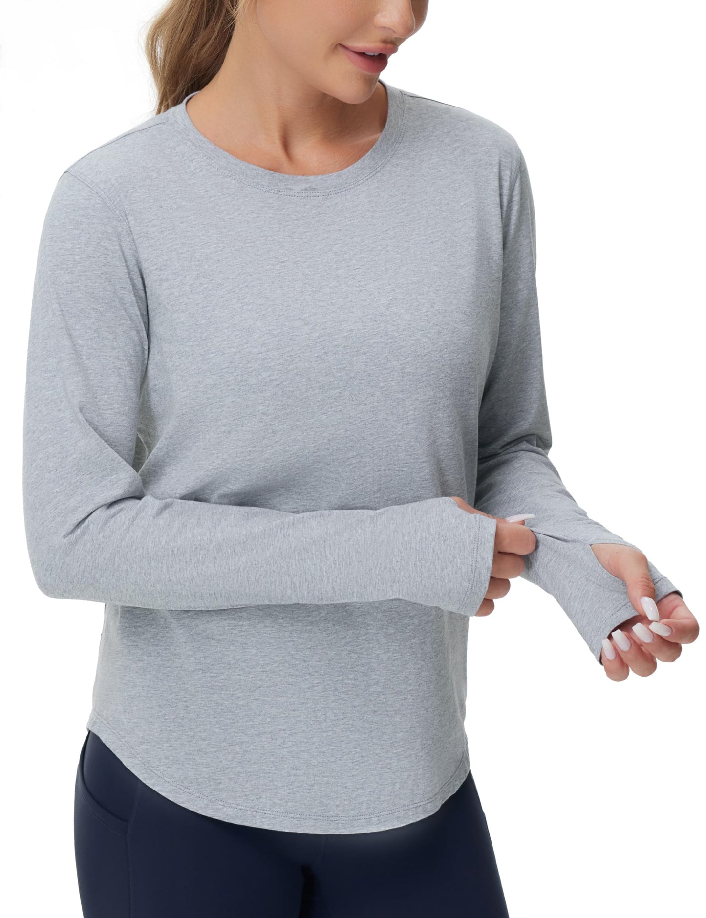 THE GYM PEOPLE Women's Long Sleeve Workout Shirts Athletic Crewneck Hiking Tops with Thumb Hole