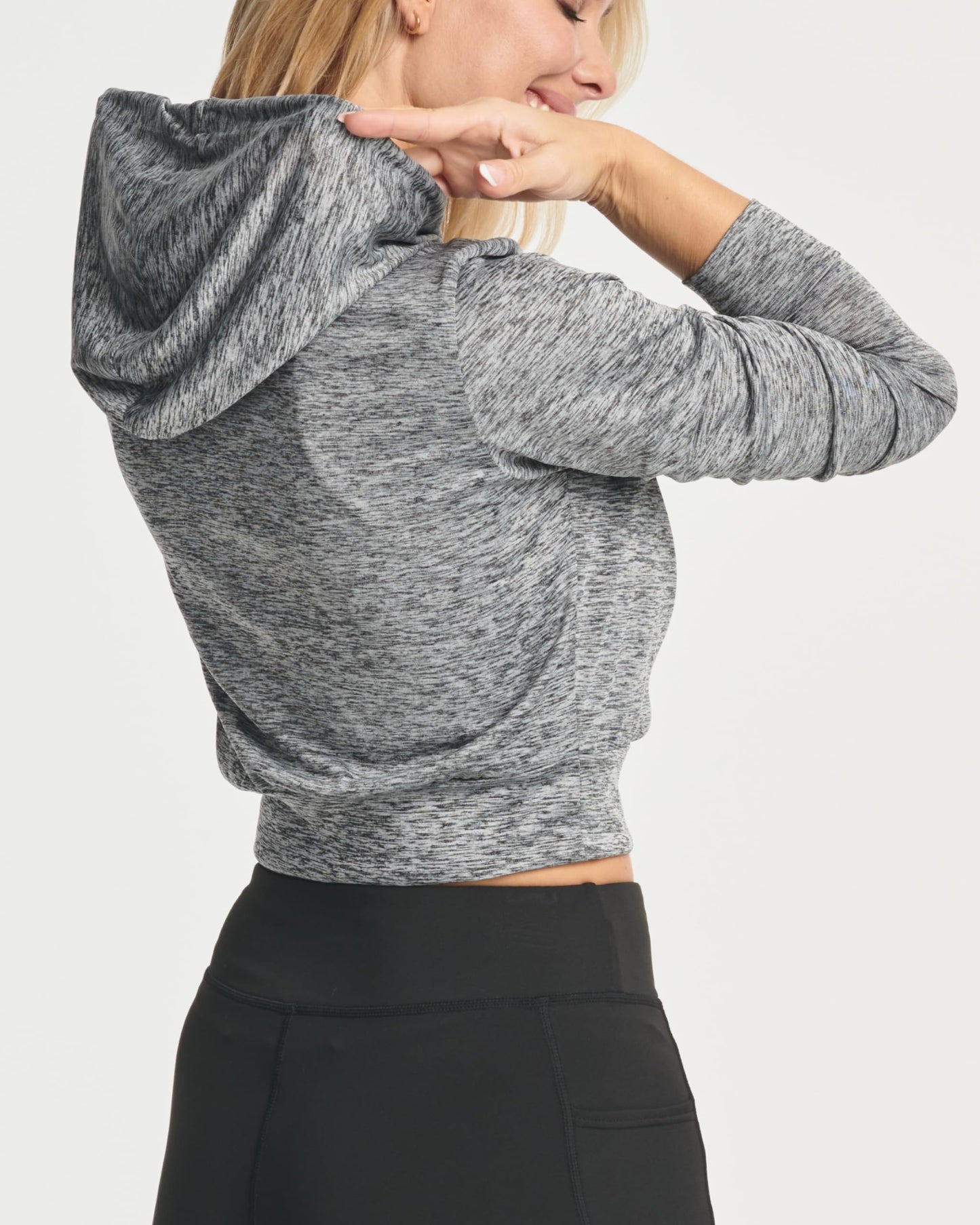 Real Essentials 3 Pack: Women's Dry-Fit Long Sleeve Cropped Hoodie - Athletic Hooded Crop Sweatshirt (Available in Plus Size)