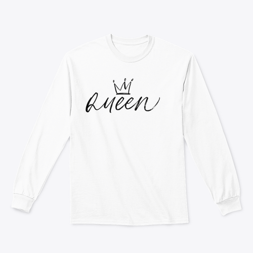 Queen Vector Brush Calligraphic Word With Crown Design for Sweatshirt